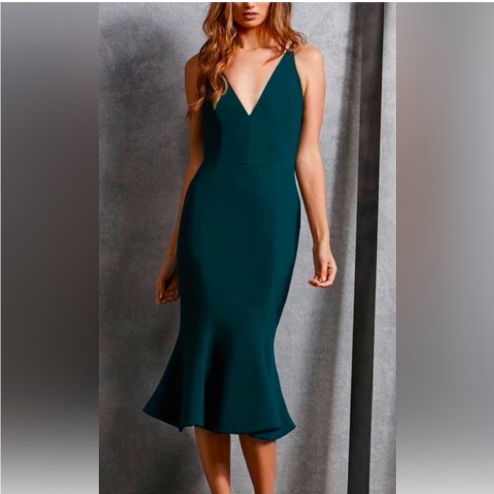 Dress The Population Emerald Green Midi Dress Size XS